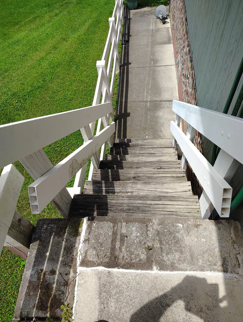 Old weathered back steps, before the rebuild