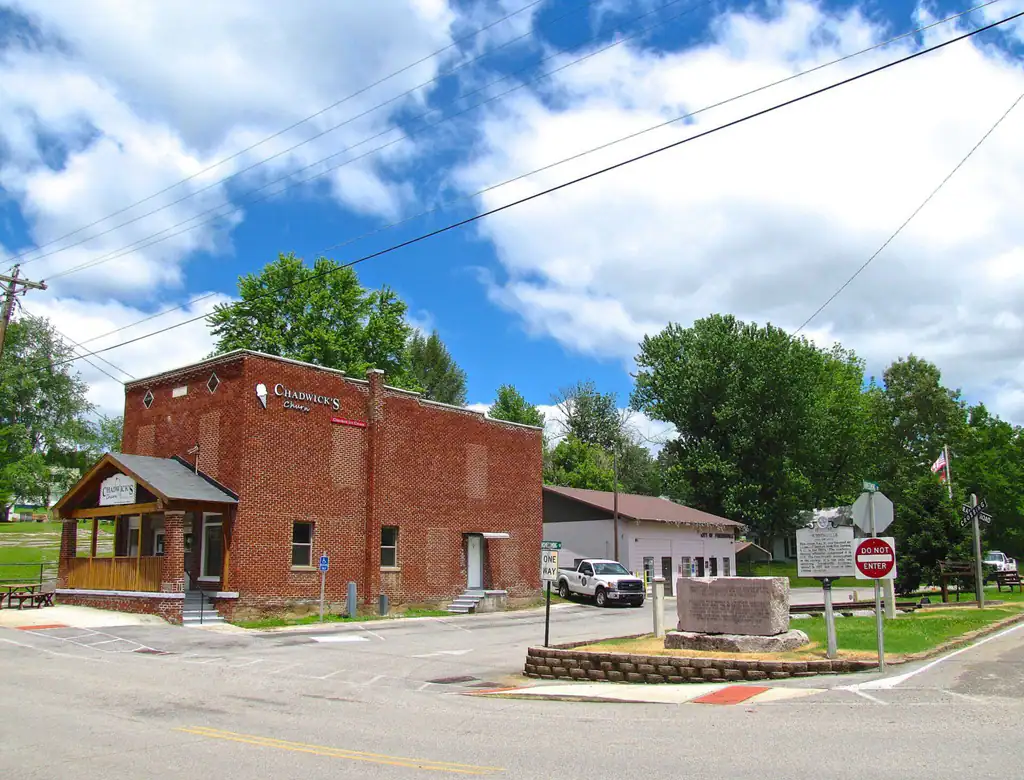 College Avenue at Homecoming Circle in Friendsville, Tennessee